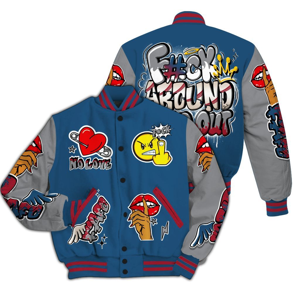 Varsity Jacket To Match Rare Air 3s - FK Around Find Out All Over Print