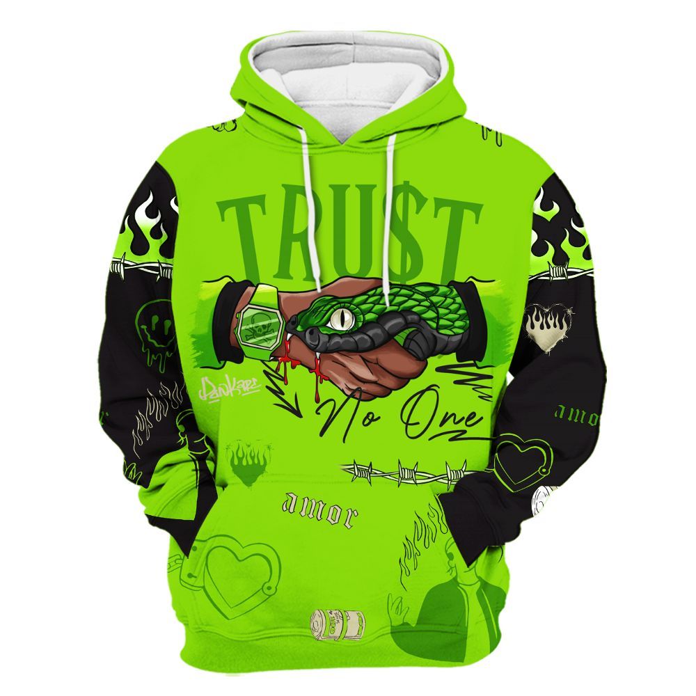 Hoodie To Match Electric Green 6s - Snake Trust No One All Over Print