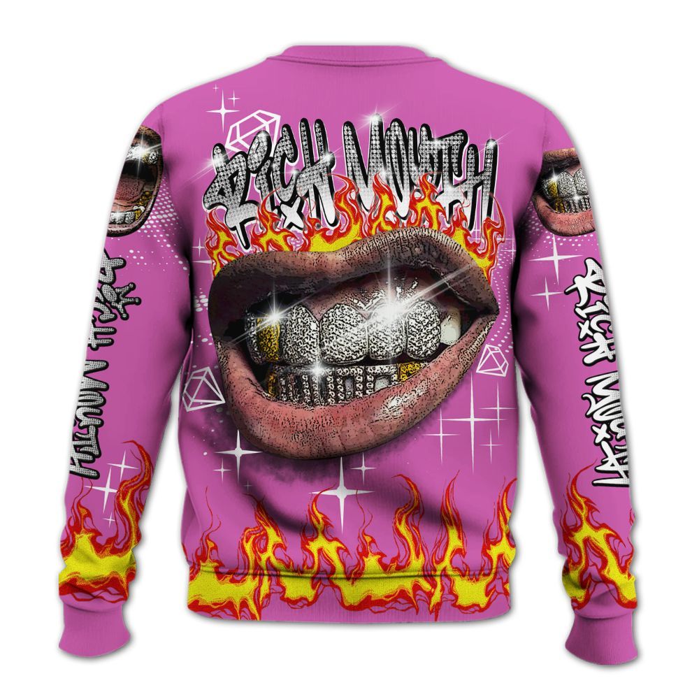 Sweatshirt To Match Hyper Violet 4s - Rich Mouth Fire Rap Retro 90s All Over Print