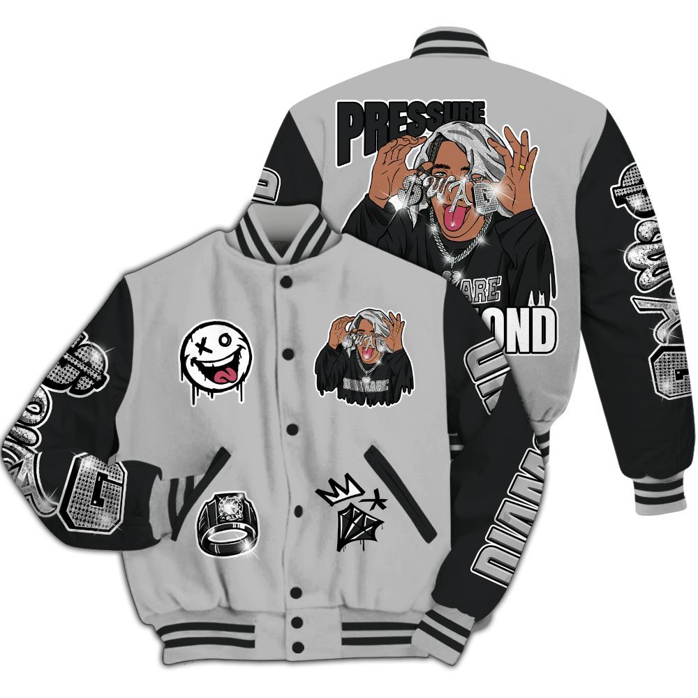 Varsity Jacket To Match Low 85 Metallic Black 1s - Pressures Makes Varsity Jacket To Match All Over Print