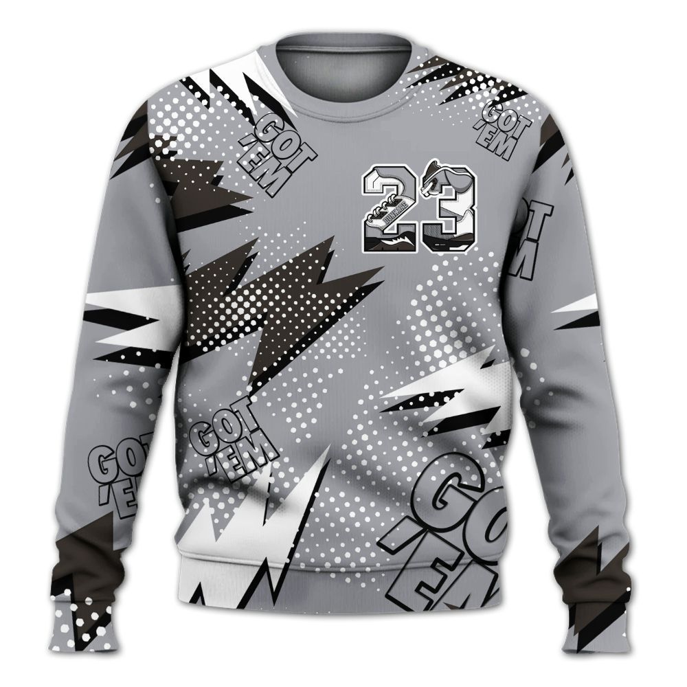 Sweatshirt To Match Baroque Brown 12s - Custom Name Number 23 5s All Over Print