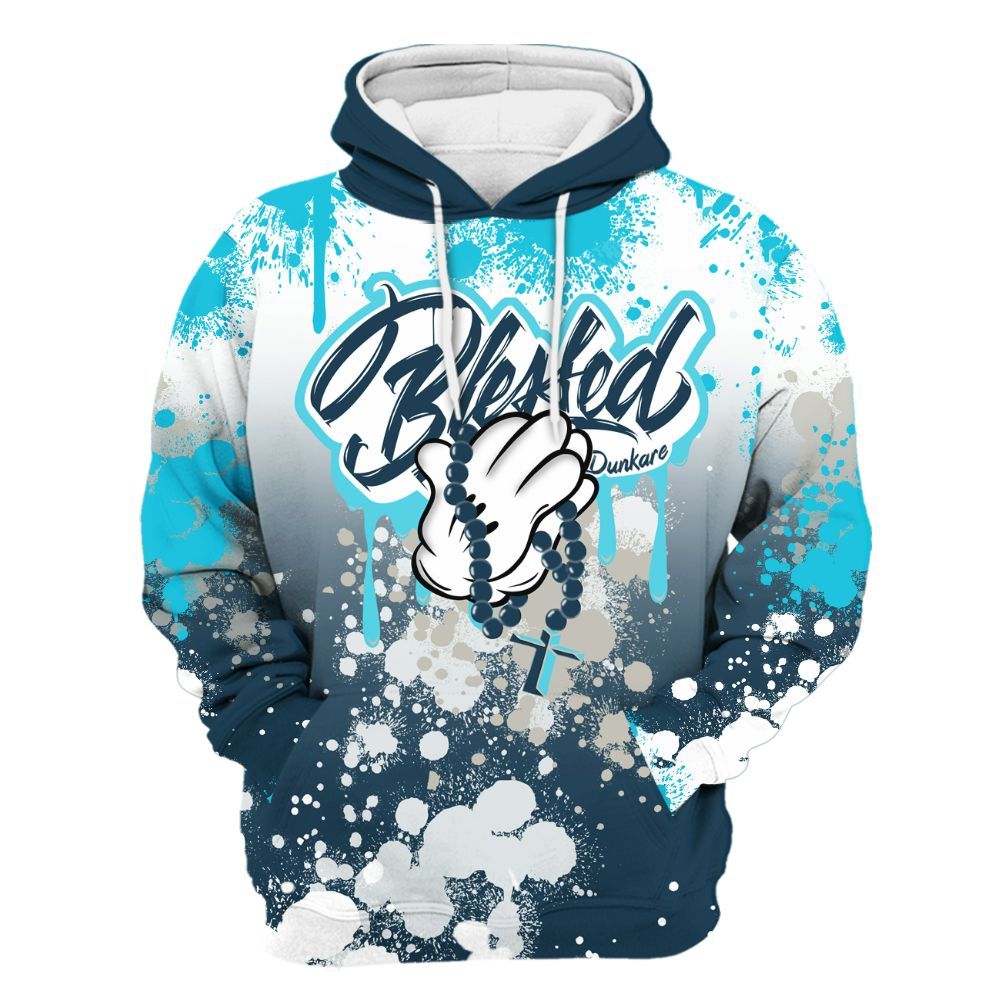 Hoodie To Match Air Navy Baltic Blue - God Blessed Ink Drip All Over Print