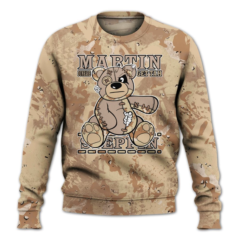 Sweatshirt To Match Desert Camo 3s - Tah Steppin Bear Heart Grunge All Over Print