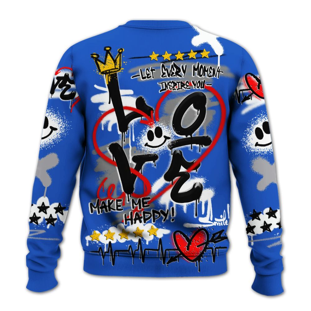 Sweatshirt To Match Retro Stealth 5s - Happy Love Beats Graffiti Streetwear All Over Print
