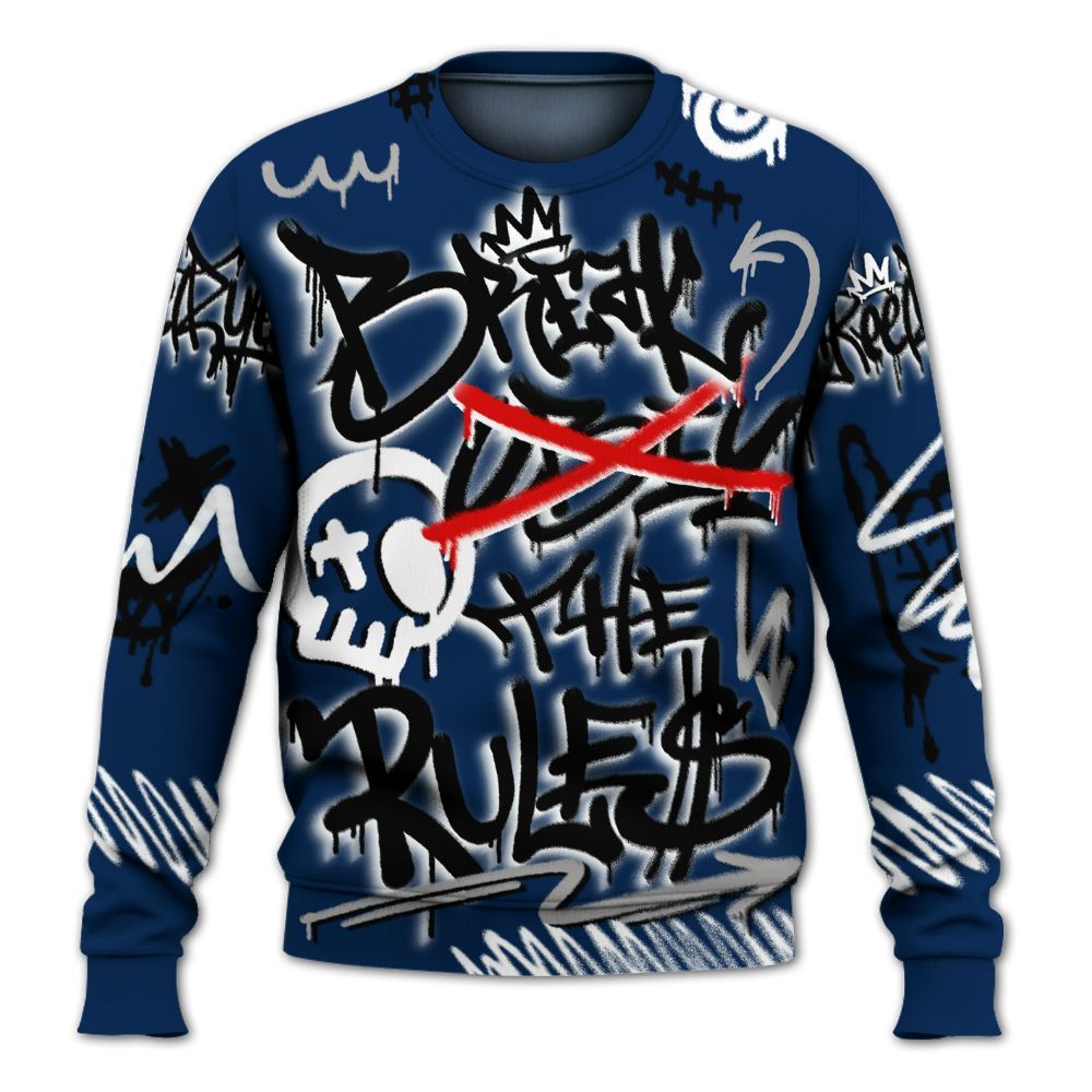 Sweatshirt To Match SB White Navy 4s - Break Rules Streetwear All Over Print