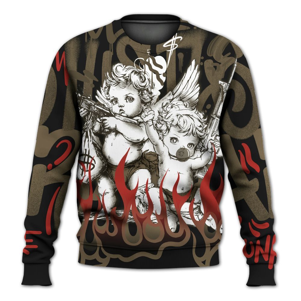 Sweatshirt To Match Olive 9s - Angel Hustle Hard All Over Print