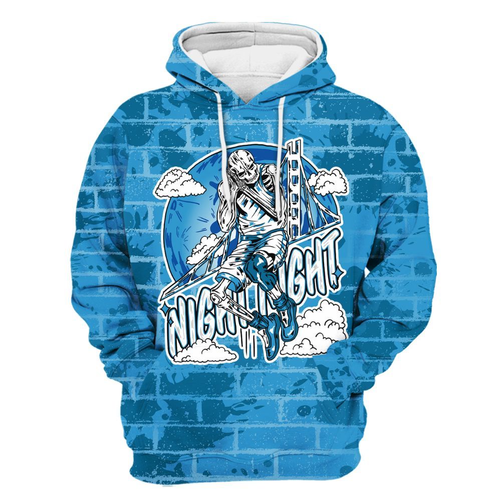 Hoodie To Match Powder Blue 9s - Seeya Skeleton Brick All Over Print