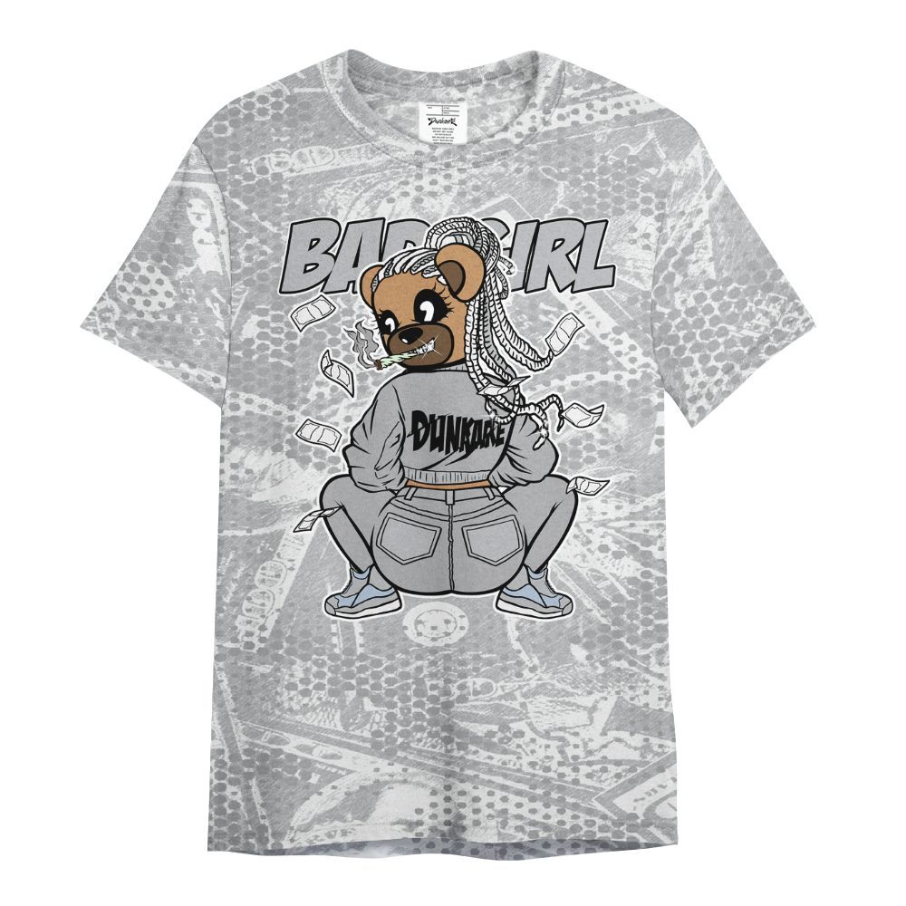 Shirt To Match Low OG Wolf Grey 1s - Rebellious Girl Bear Banknotes Art All Over Print