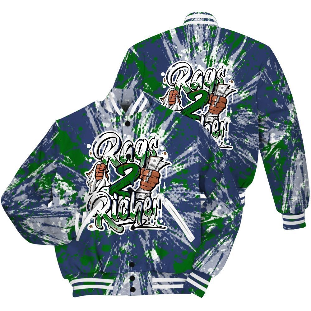 Varsity Jacket To Match Midnight Navy 13s Shirt - Rag 2 Rich Graphic Luxury All Over Print