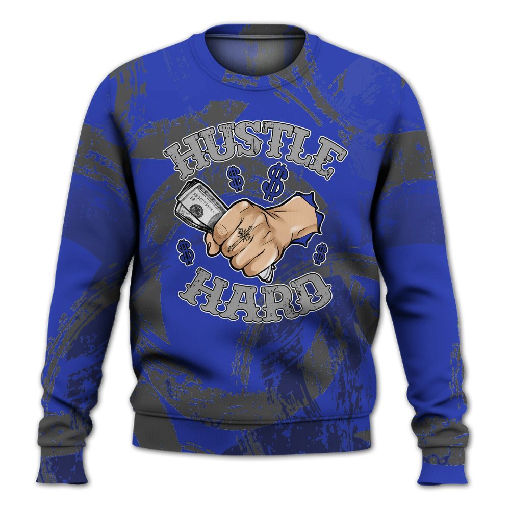 Sweatshirt To Match Air Max Plus Black Racer Blue - Hustles Hard! Splash All Over Print