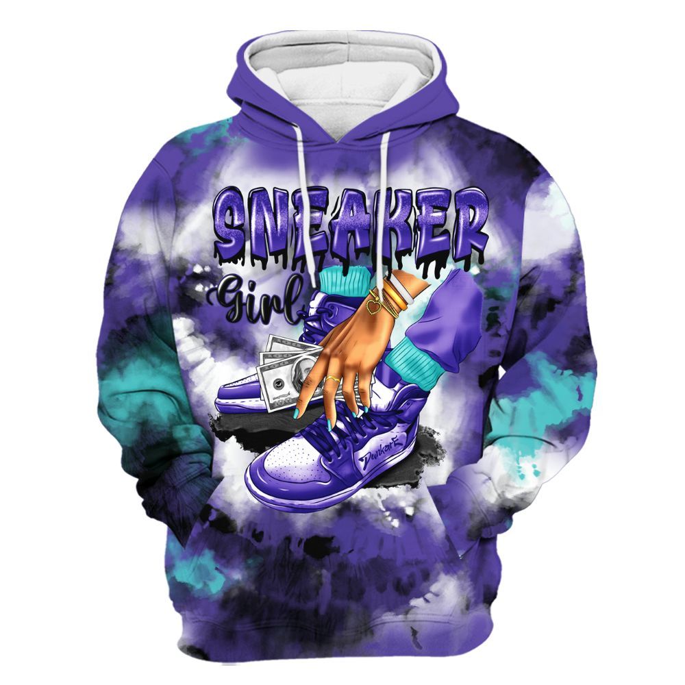 Hoodie To Match Low Hornets 1s - SNEAKER Girl Money Drip Tie Dye All Over Print