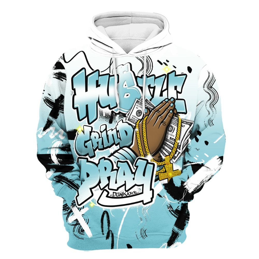 Hoodie To Match Low Legend Blue 11s - Money Hustle Grind Pray All Over Print