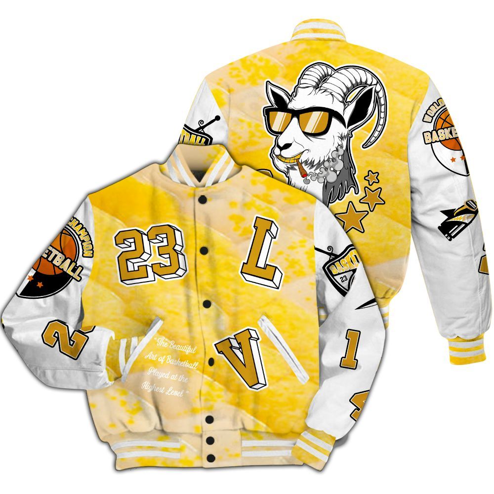 Varsity Jacket To Match Low Yellow Python 11s - The GOAT Got Em Streetwear All Over Print