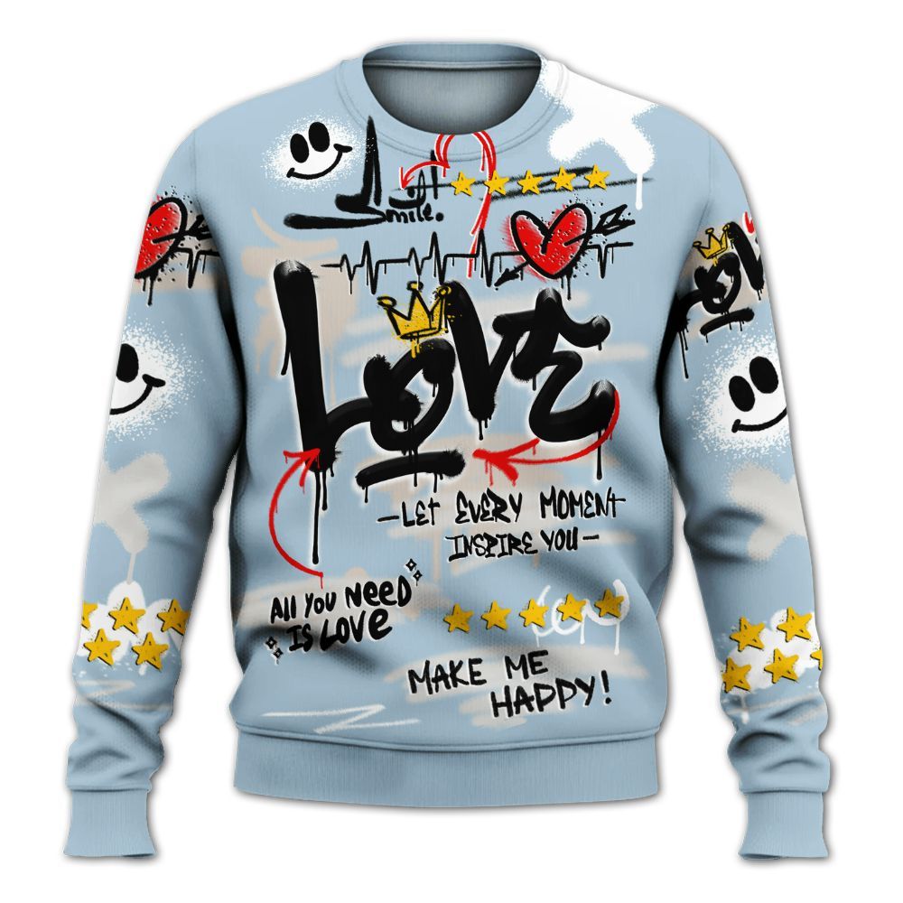Sweatshirt To Match High OG Alaska 1s - Happy Love Beats Graffiti Streetwear All Over Print