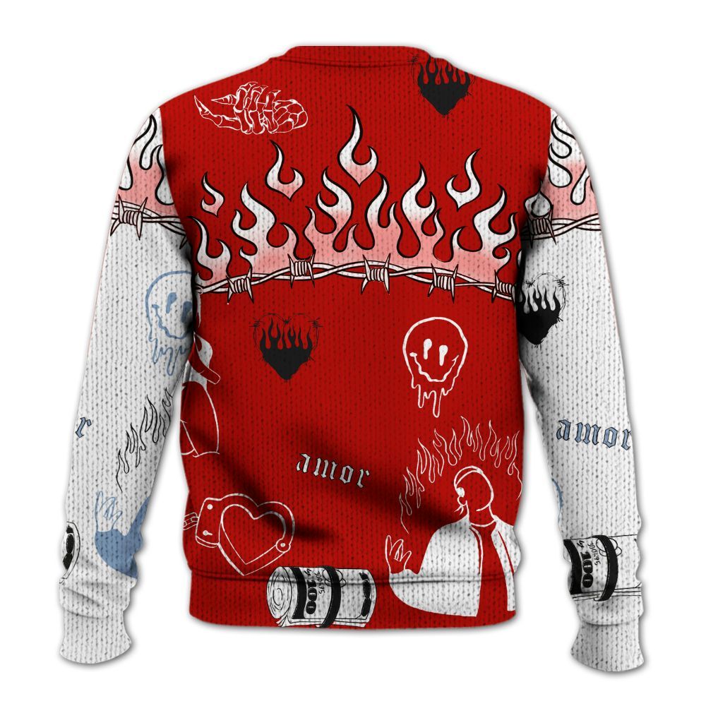 Sweater To Match OG Fire Red 5s, Snake Trust No One Graphic