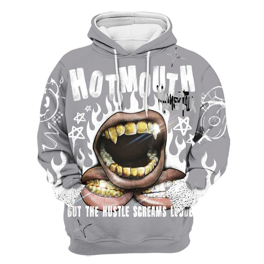 Hoodie To Match Cement Grey 3s - Mouth Burning Street Style All Over Print