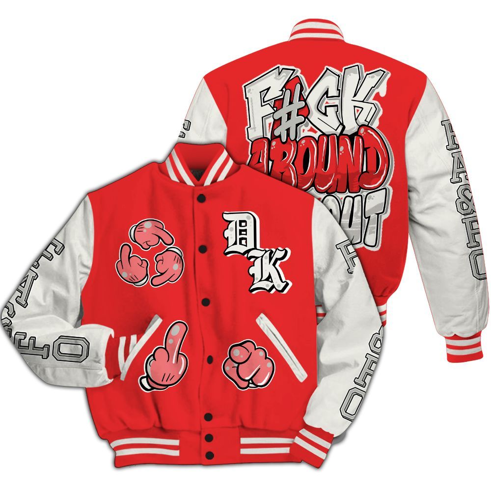 Varsity Jacket To Match Air Max 1 Jacquemus Red - F Around Find Out Graphic All Over Print