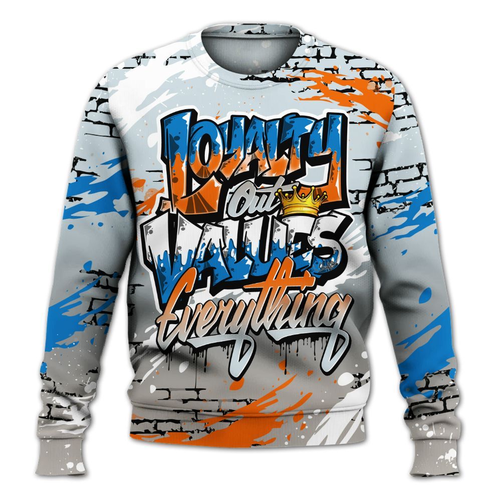 Sweatshirt To Match Retro High OG Alaska 1s - Values Of Loyalty Drip All Over Print