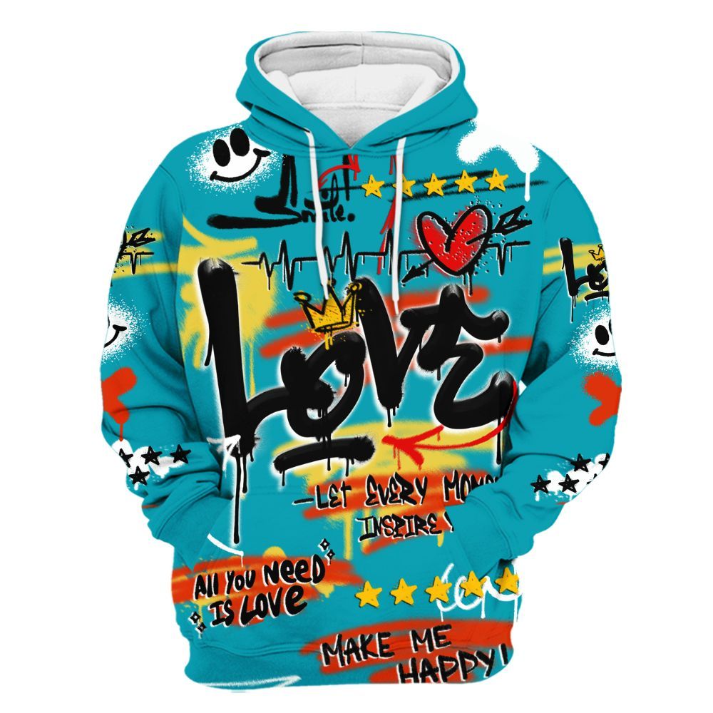 Hoodie To Match Dunk Low KD 17 N7 - Happy Love Beats Graffiti Streetwear All Over Print