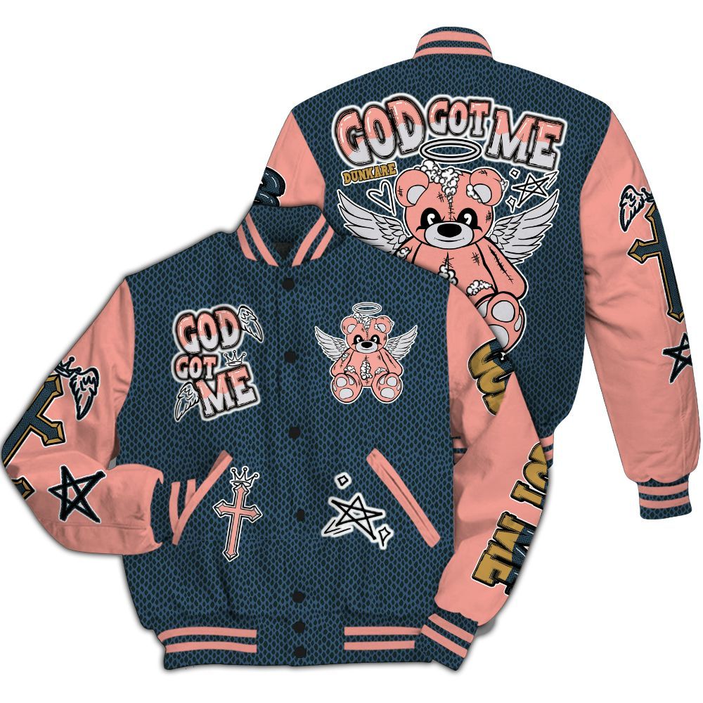 Varsity Jacket To Match Lebron XXI GS Olympic - Gods Guides Me Bear All Over Print