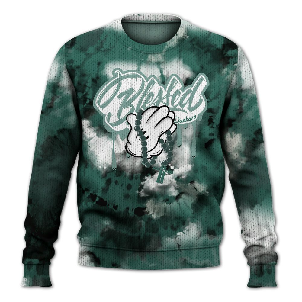 Knitted Sweater To Match RM Oxidized Green 4s - God Blessed Tie Dye