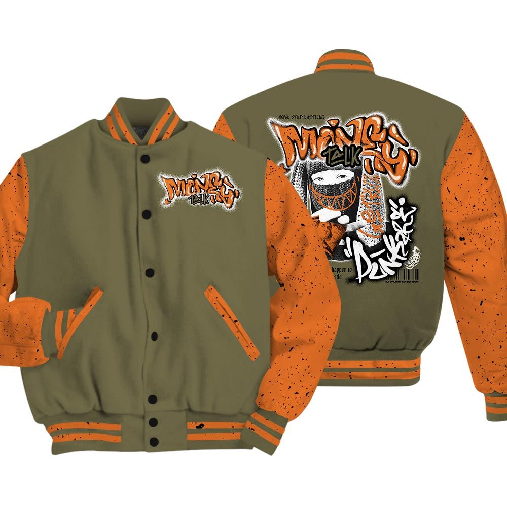 Varsity Jacket To Match Varsity Money Talk Rap, Olive 5s T-Shirt, To Match Sneaker Olive 5s Baseball Varsity Jacket LTRP