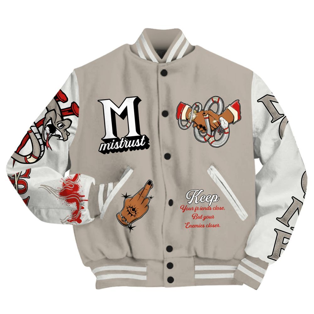 Varsity Jacket To Match Low OG Phantom 1s Shirt, Trust No One Snake-Bite Street Style All Over Print