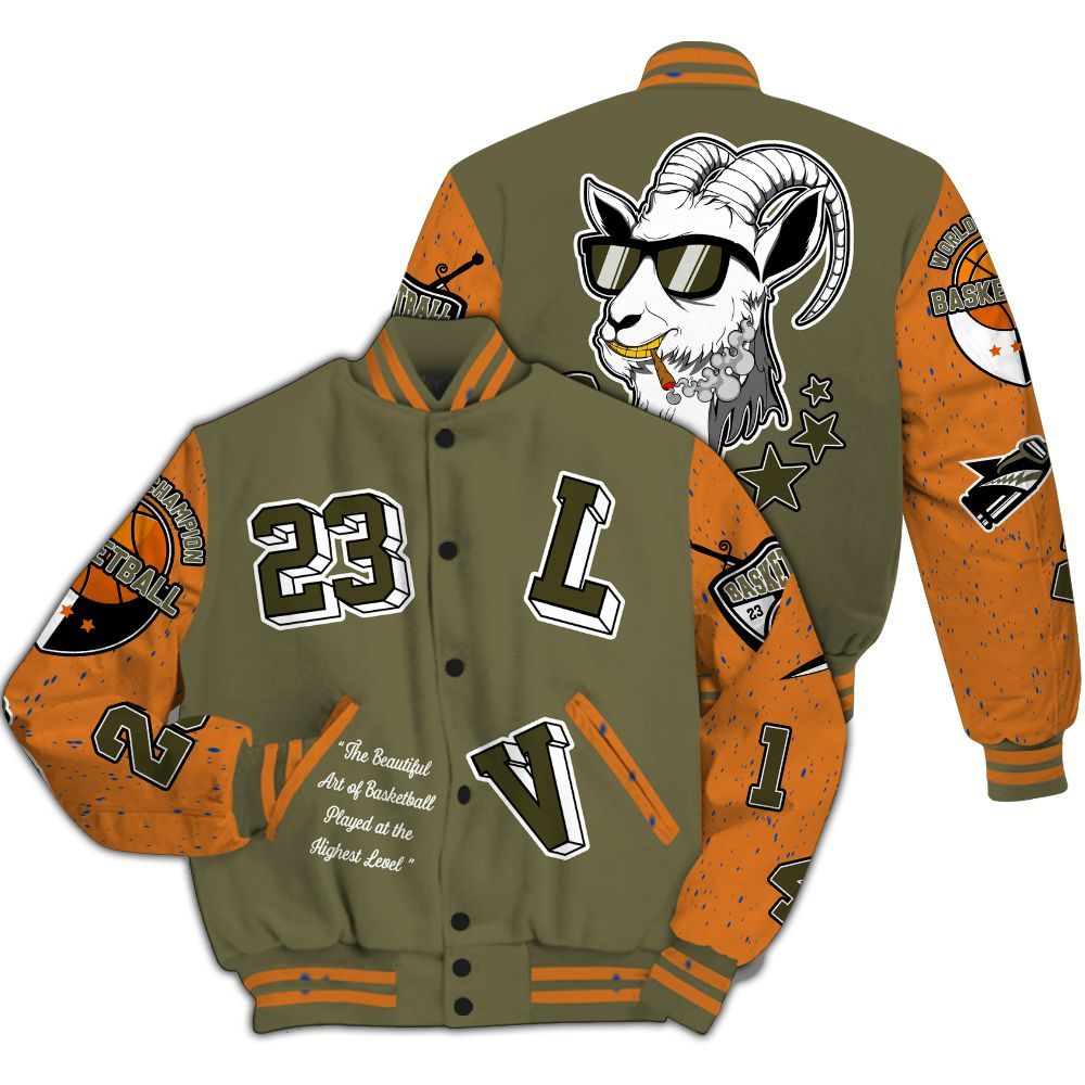 Varsity Jacket To Match Olive 5s - The GOAT Got Em Streetwear All Over Print