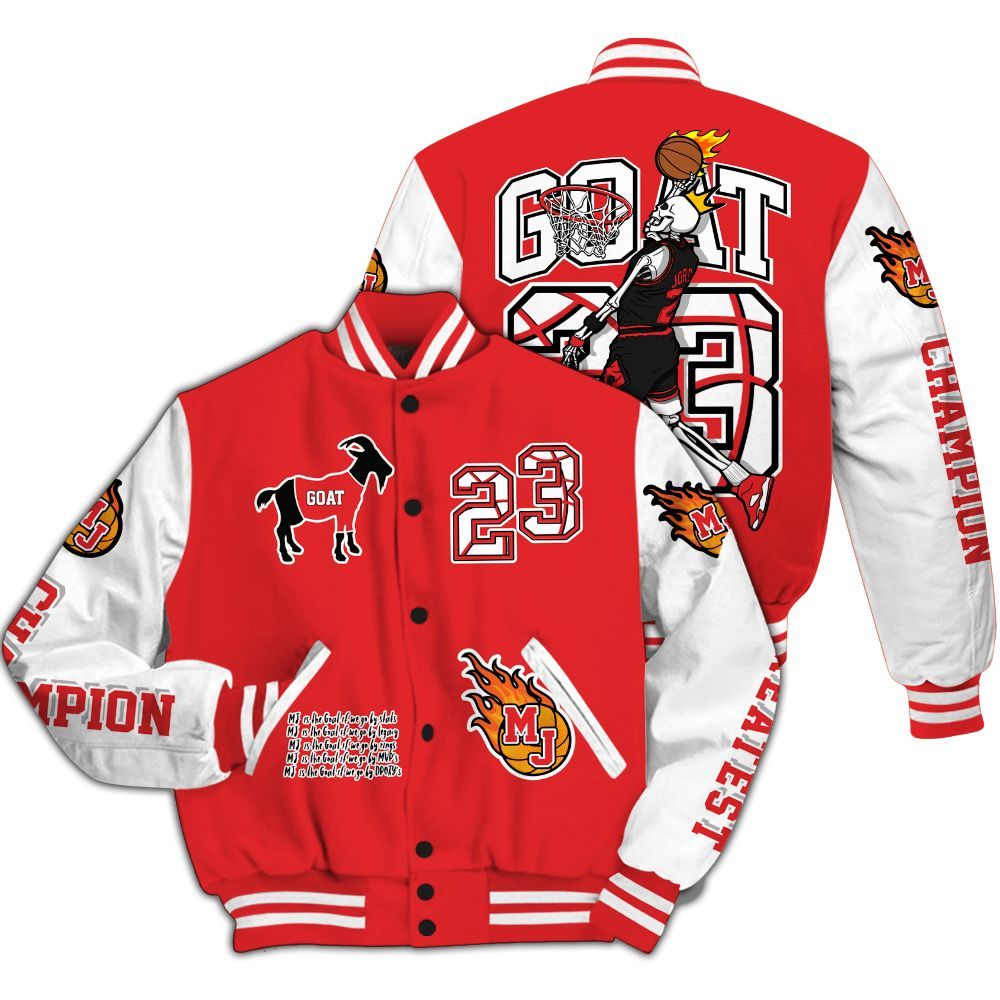 Varsity Jacket To Match Chile Red 9s - 23 G.0.A.T Jump Up Basketball All Over Print