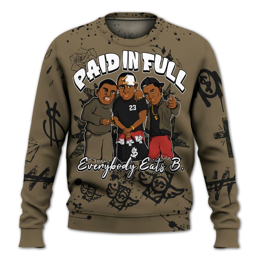 Sweatshirt To Match Olive 9s - Everybody Paid In Full Crayon All Over Print