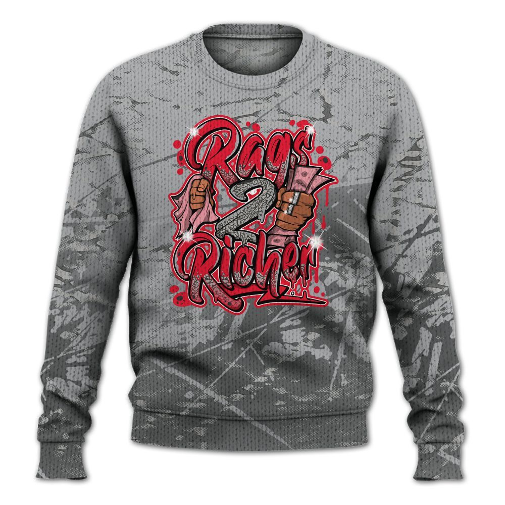 Knitted Sweater To Match Black Cement 3s - Rag 2 Rich Graphic