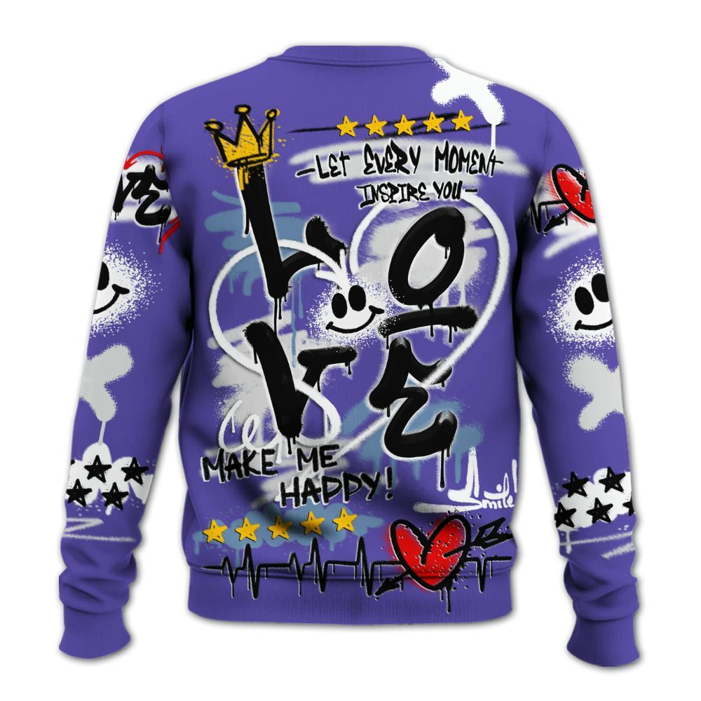 Sweatshirt To Match Retro Concord 5s - Happy Love Beats Graffiti Streetwear All Over Print