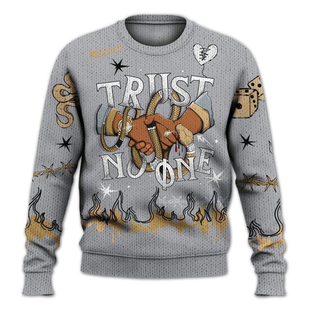 Sweater To Match Retro High OG Cool Grey 1s - Trust No One Snake-Bite Doodle Crayon Graphic