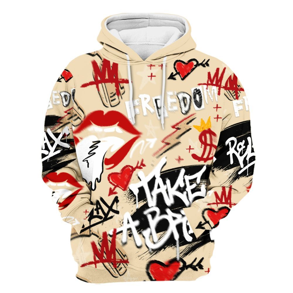 Hoodie To Match Dunk Low Strawberry Waffle - Take Break Freedom Graffiti Streetwear All Over Print
