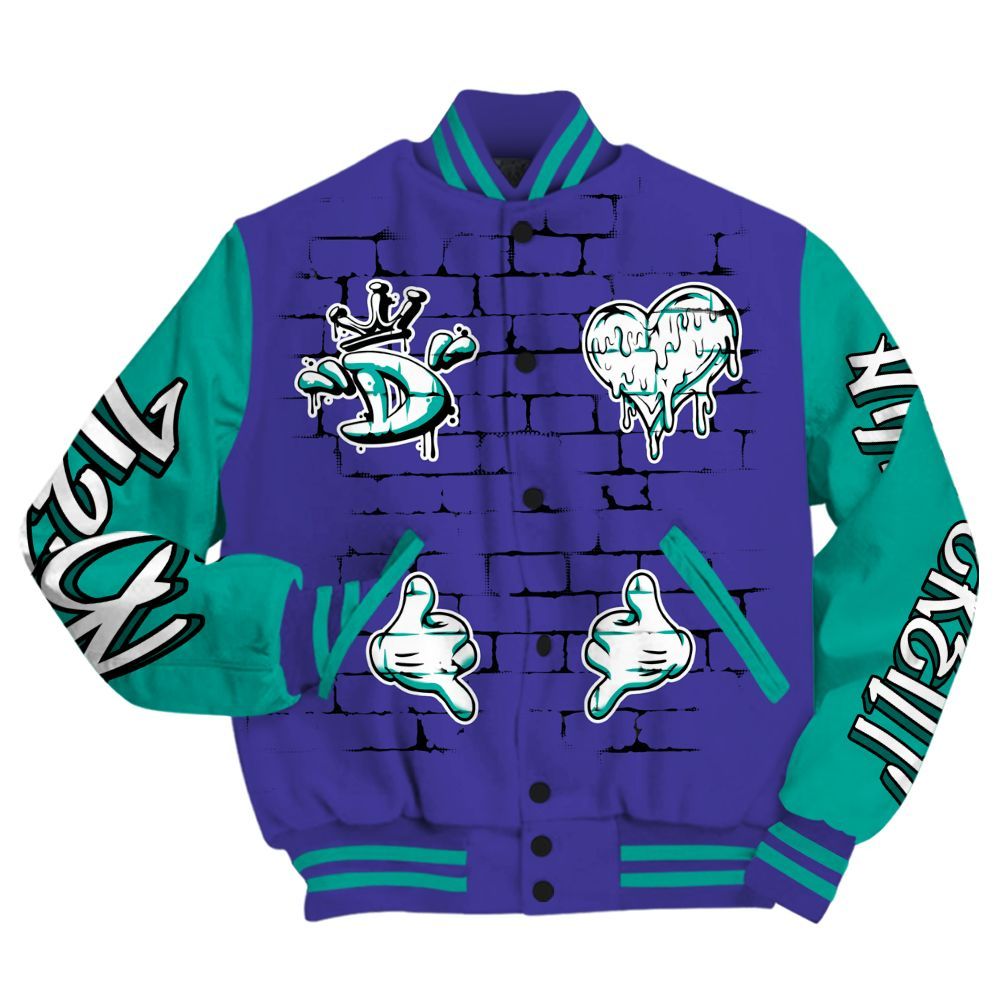 Varsity Jacket To Match Retro Grape 5s - Been Different Grunge Graffiti All Over Print