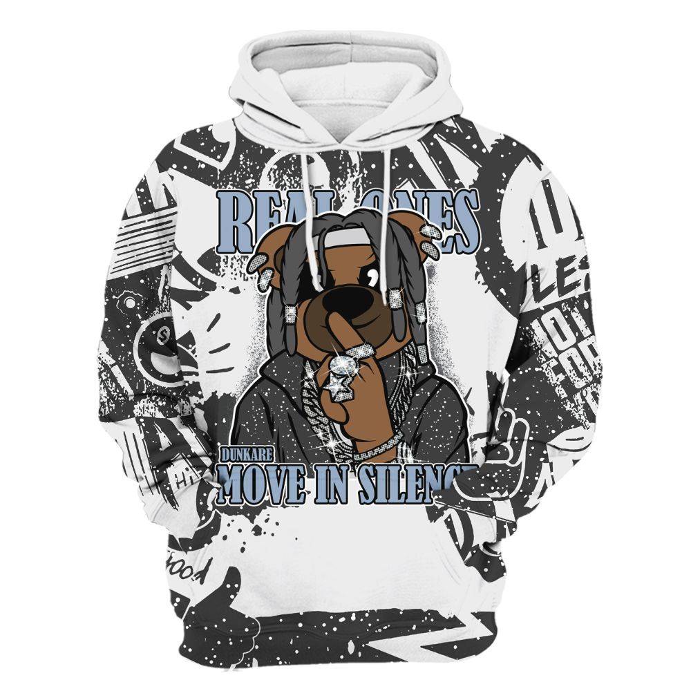 Hoodie To Match Reverse Black White 6s - Silent Achievers Bear Monogram Graffiti All Over Print