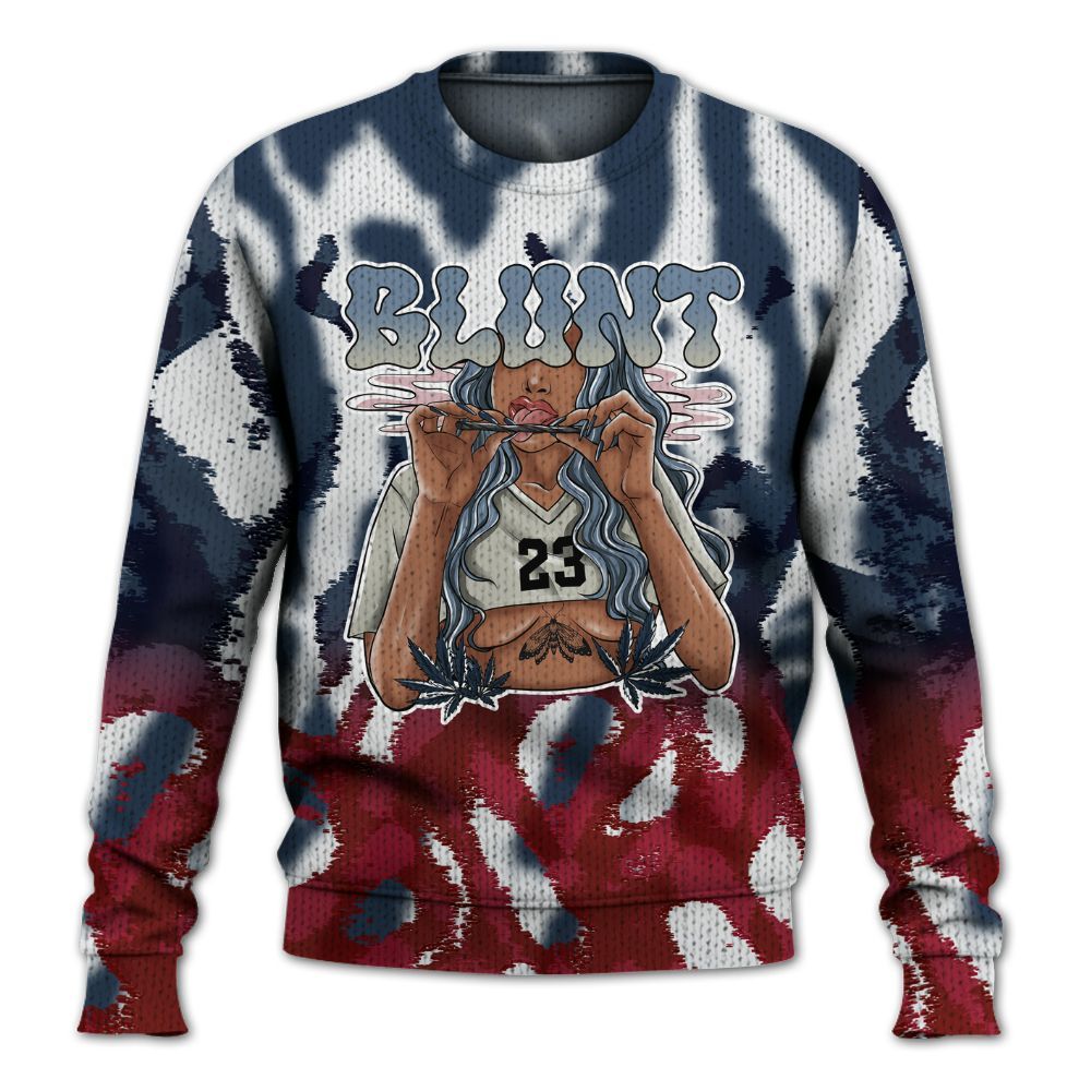 Knitted Sweater To Match Navy Blue 2024 6s - Bluntz Burnz