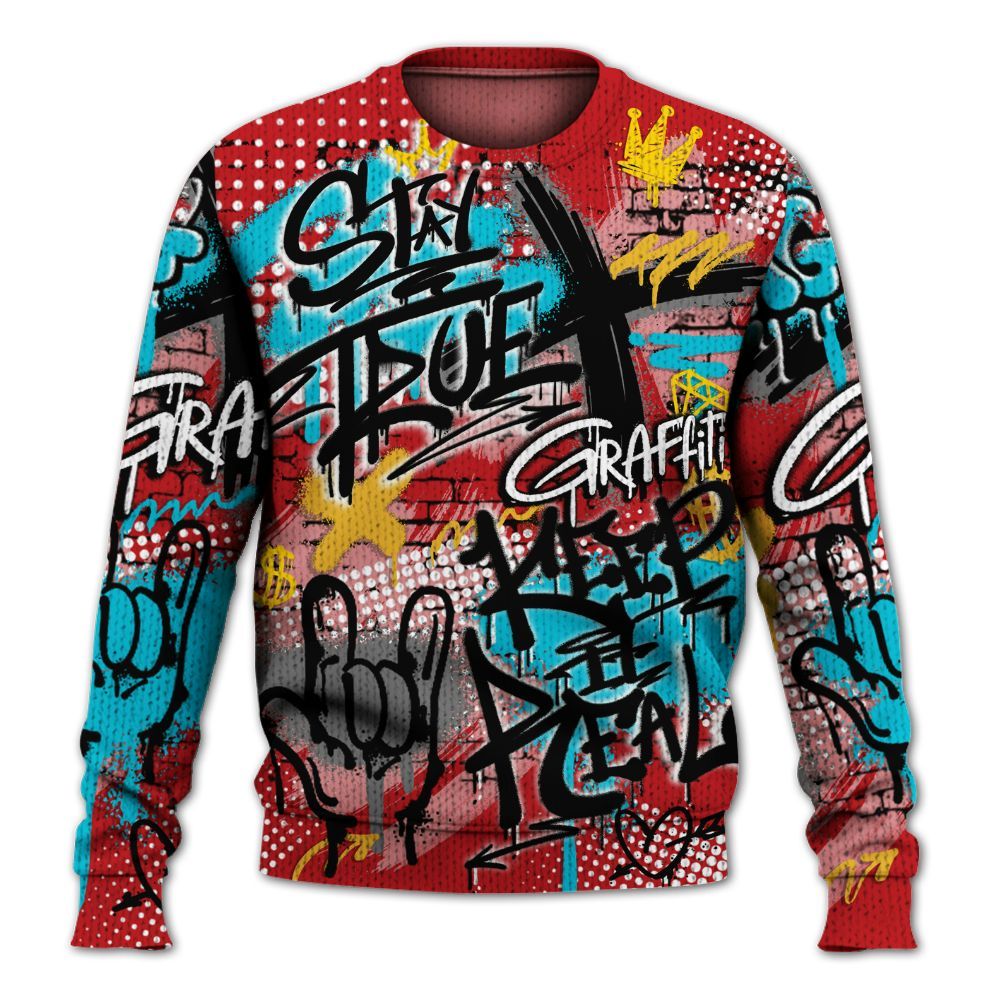 Knitted Sweater To Match Dunk Low Fruity Pebbles - True It Real Graffiti Streetwear