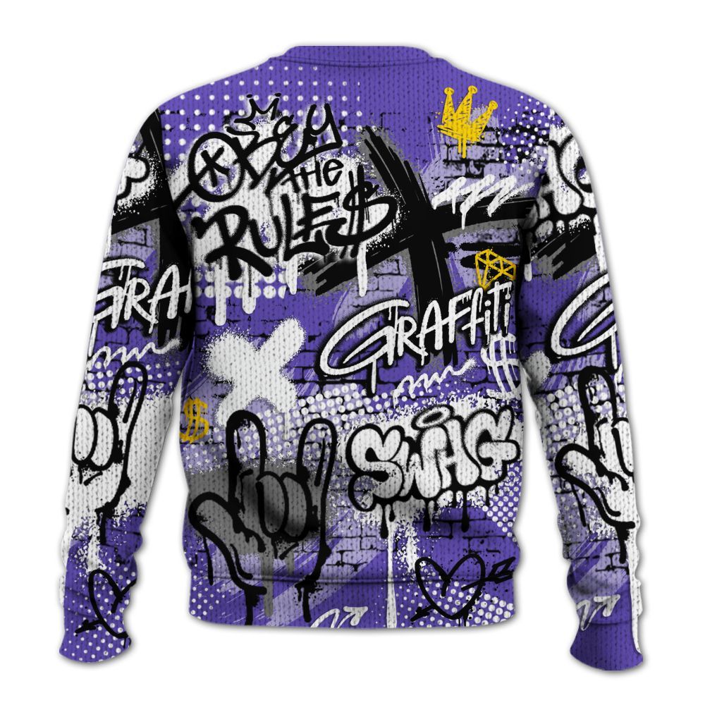 Knitted Sweater To Match Field Purple 12s - True It Real Graffiti Streetwear
