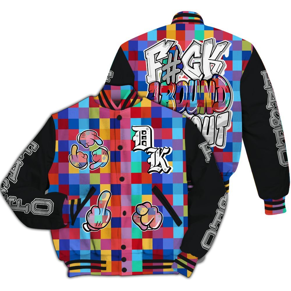 Varsity Jacket To Match Air Rainbow Weave - F Around Find Out Graphic All Over Print