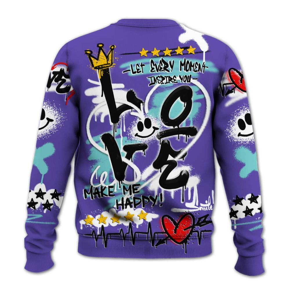 Sweatshirt To Match Low Hornets 1s - Happy Love Beats Graffiti Streetwear All Over Print