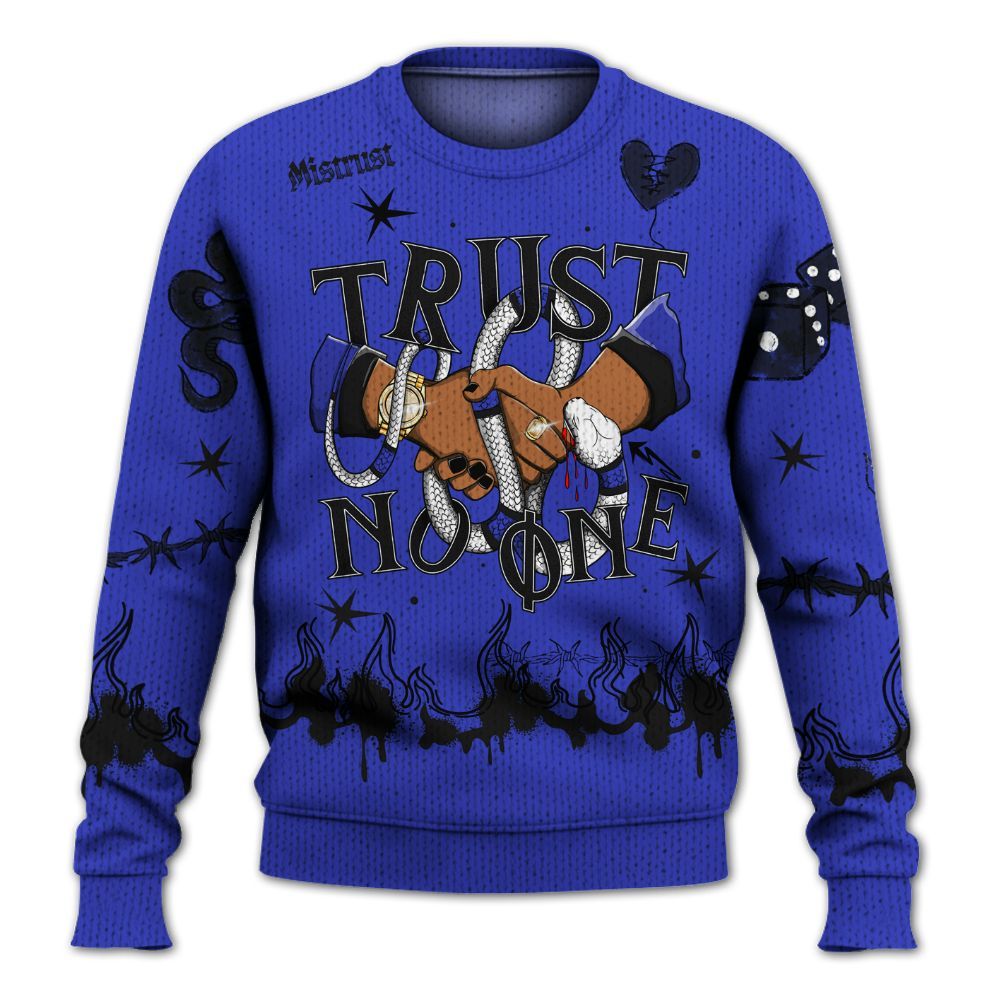 Knitted Sweater To Match Retro Black Concord 12s - Trust No One Snake-Bite Doodle Crayon