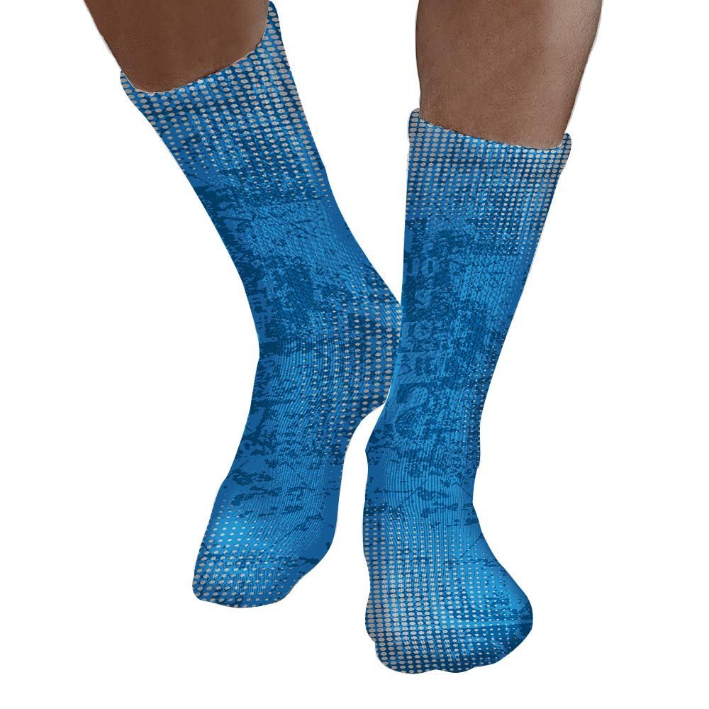 Sock To Match Industrial Blue 4s - Glitch Text Graphic Unisex