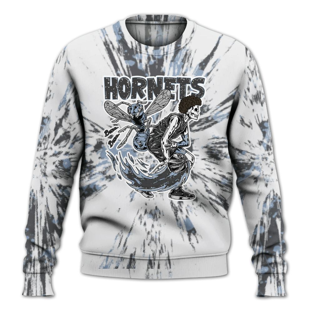 Sweatshirt To Match Reverse Black White 6s - Hornets Skeleton Luxury All Over Print