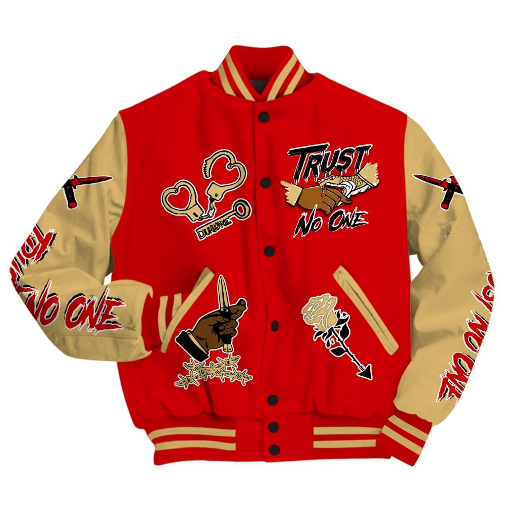 Varsity Jacket To Match Ja 2 Halloween - Trust No One Dripping All Over Print