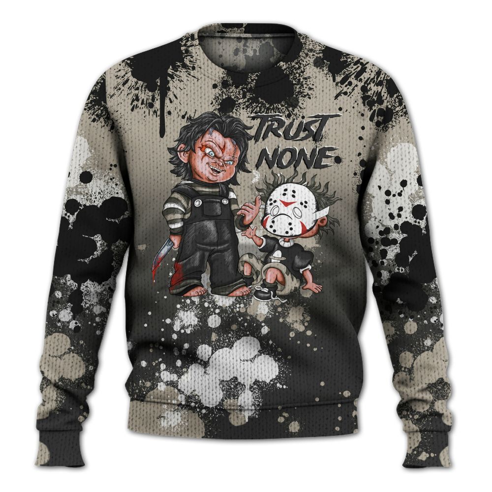 Knitted Sweater To Match RM Light Bone 4s - Trust No One Scary