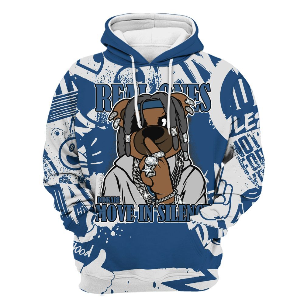 Hoodie To Match High OG Midnight Navy 1s - Silent Achievers Bear Monogram Graffiti All Over Print