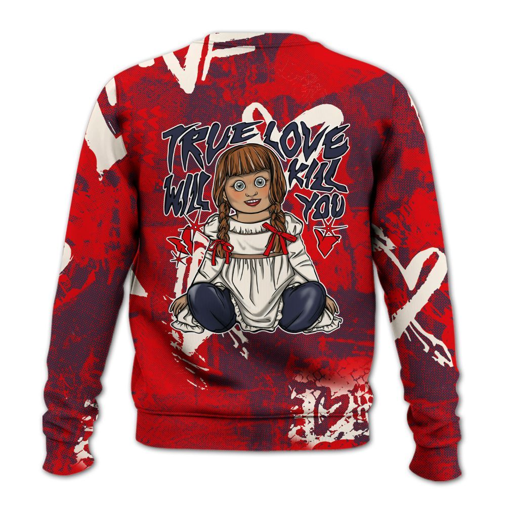 Sweatshirt To Match Low OG Howard University 1s - Genuine Loves Bear Heart Grunge All Over Print