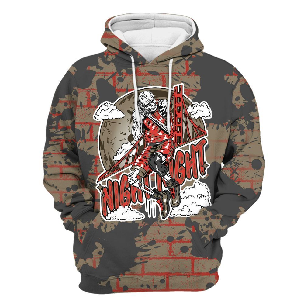 Hoodie To Match Olive 9s - Seeya Skeleton Brick All Over Print