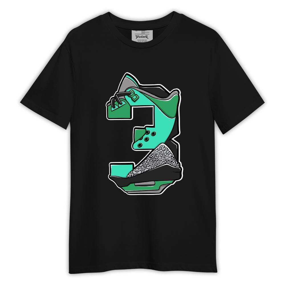 Shirt To Match Black Green Glow 3s - Number 3s Shirt Green Glow 3s Outfit